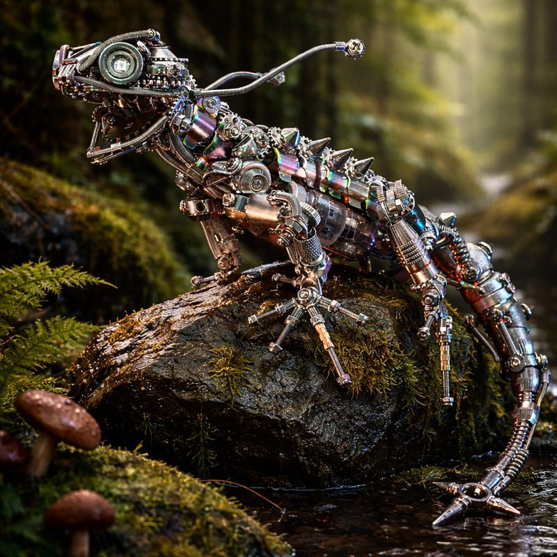DIY Steampunk Chameleon Lizard Mechanical 3D Metal Model Kit 1000PCS Difficult Puzzle