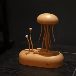 Hand Crafted Wooden Kinetic Jellyfish Bionic Ocean Automata Model