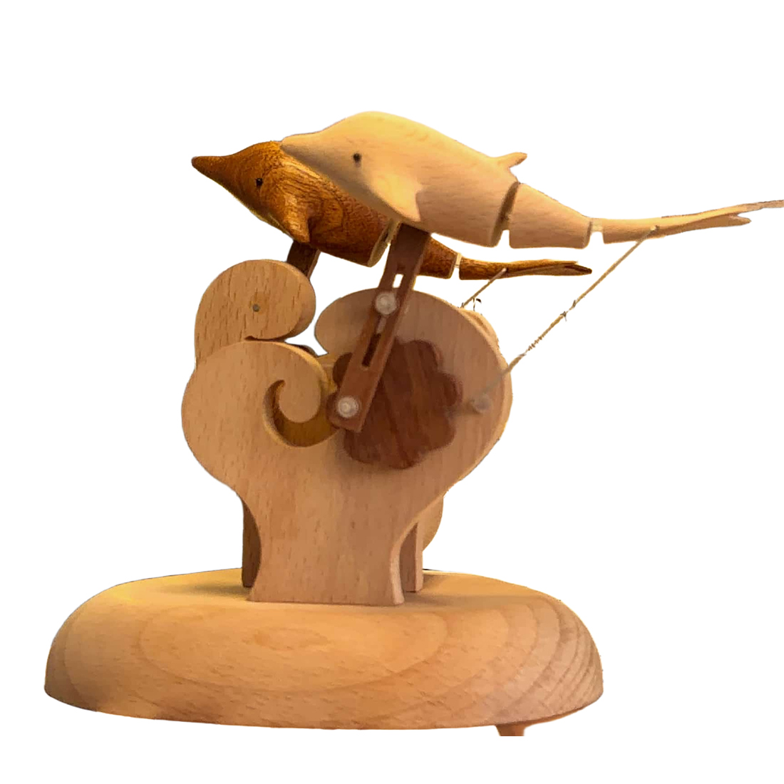 handcarved-wooden-dolphin - Handcarved Wooden Dolphin Automata Mechanical Sculpture