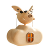 Handcarved Wooden Flying Pig Automata Mechanical Sculpture