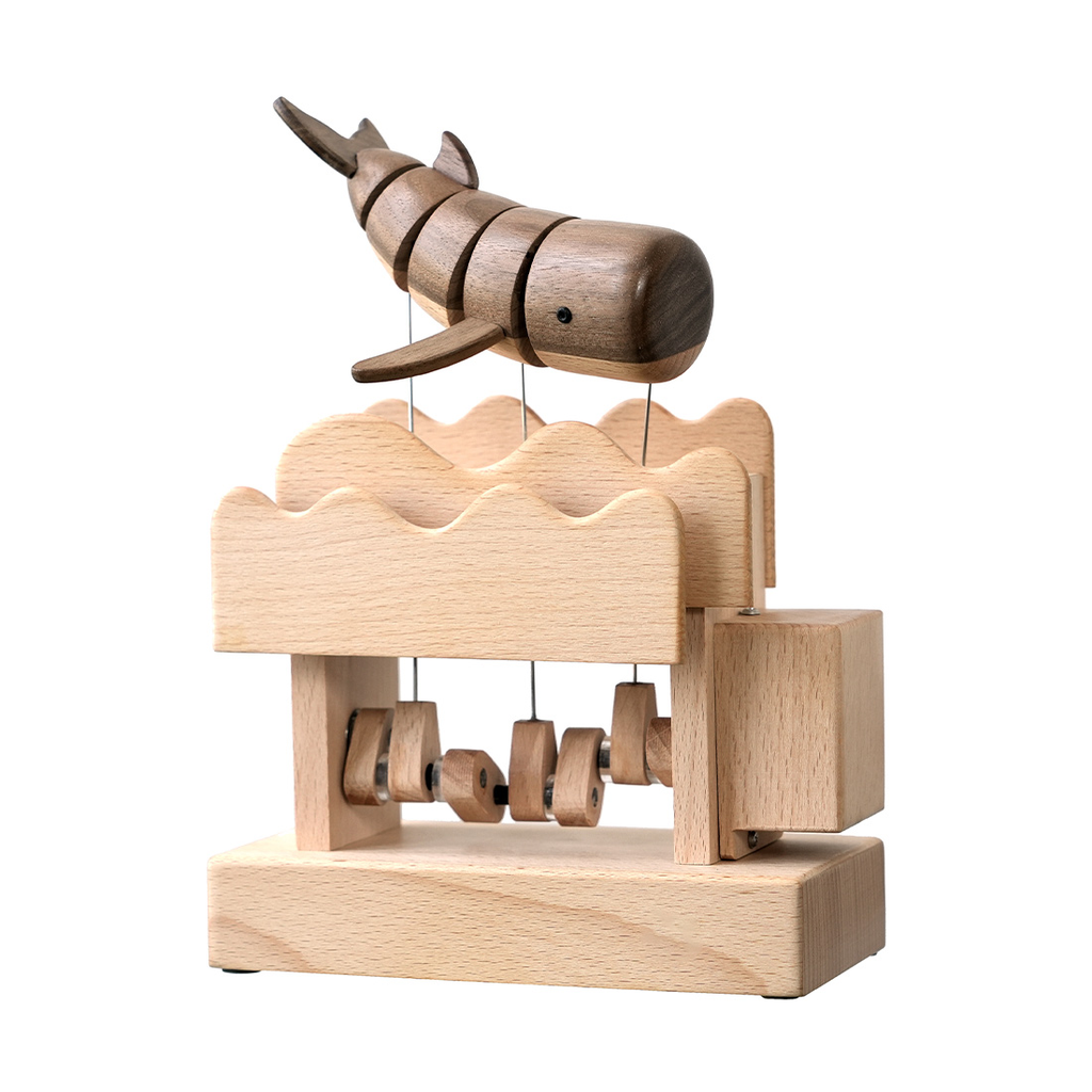 wooden-whale-kinetic - Wooden Whale Kinetic Sculpture Handmade Dynamic Marine Anima