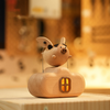 Handcarved Wooden Flying Pig Automata Mechanical Sculpture