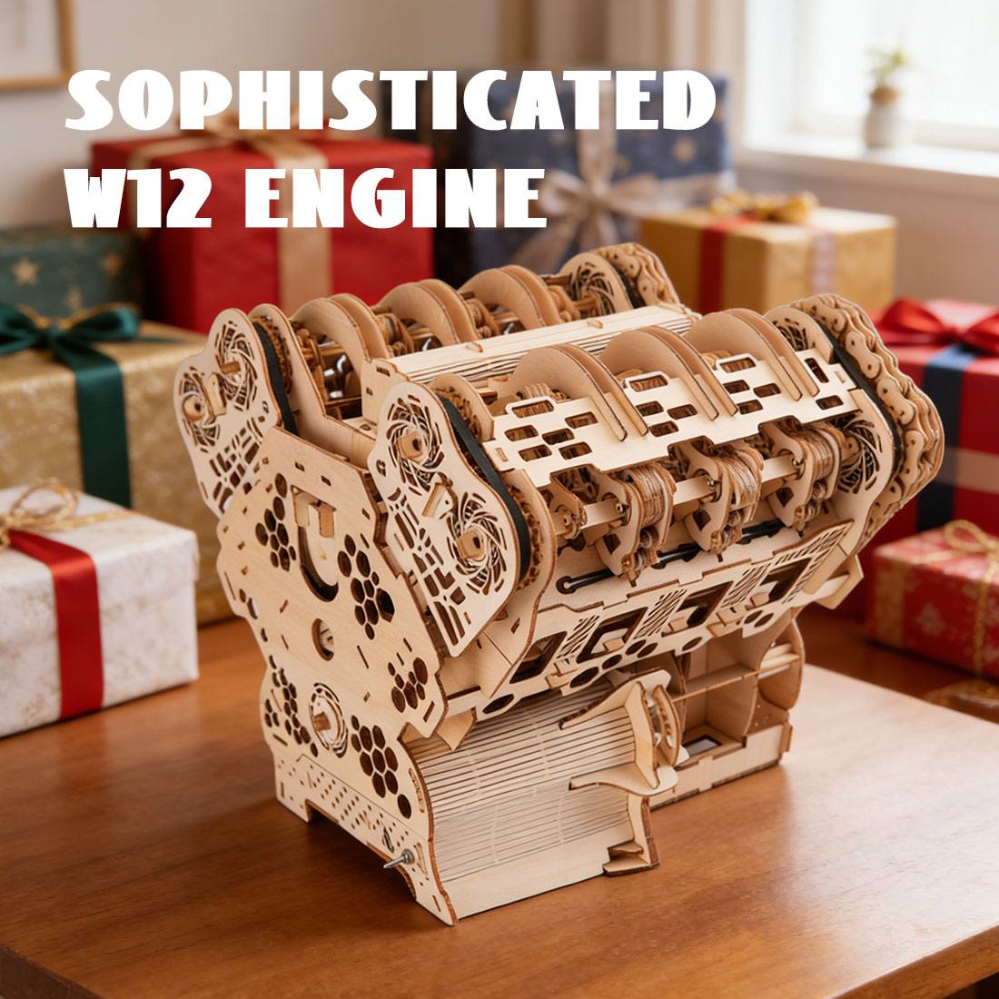 w12-running-engine - W12 Running Engine Model Kit 1400+ PCS Functional 3D Wooden 