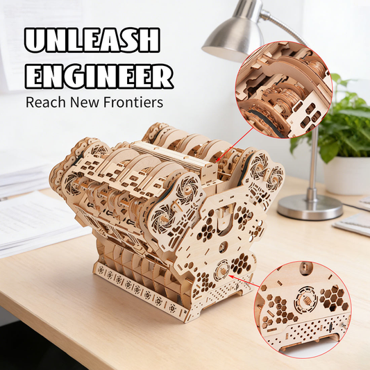 w12-running-engine - W12 Running Engine Model Kit 1400+ PCS Functional 3D Wooden 