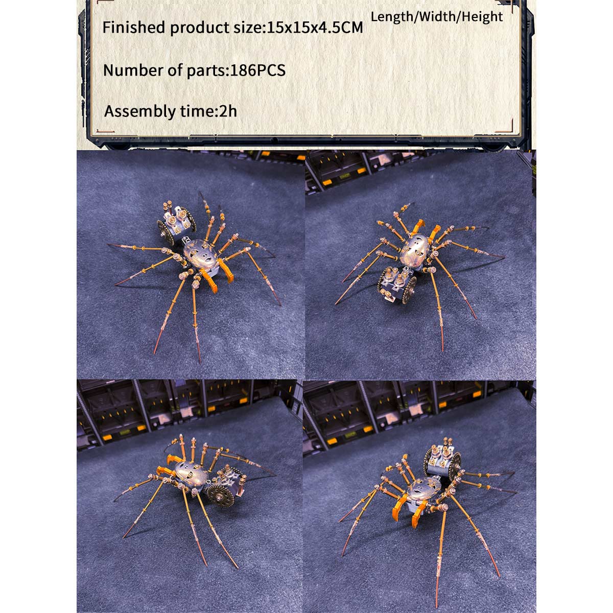 3d-metal-cyborg - 3D Metal Cyborg Human-face Spider Model Kit for Halloween 18