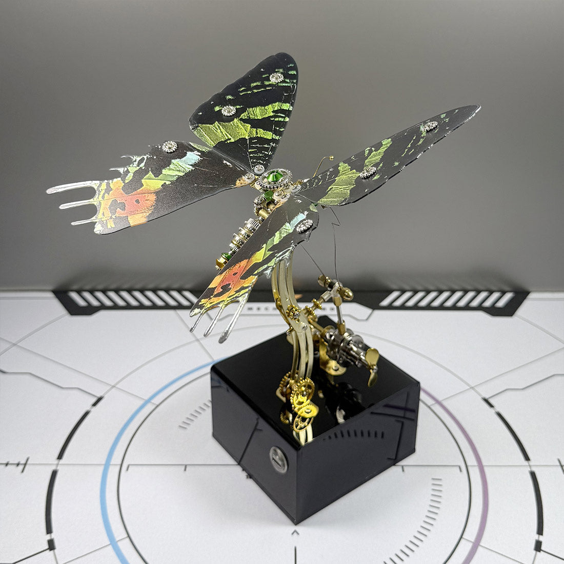 3D Metal Mechanical Papilio phorcas Green Swallowtail with Music Box Model Kit
