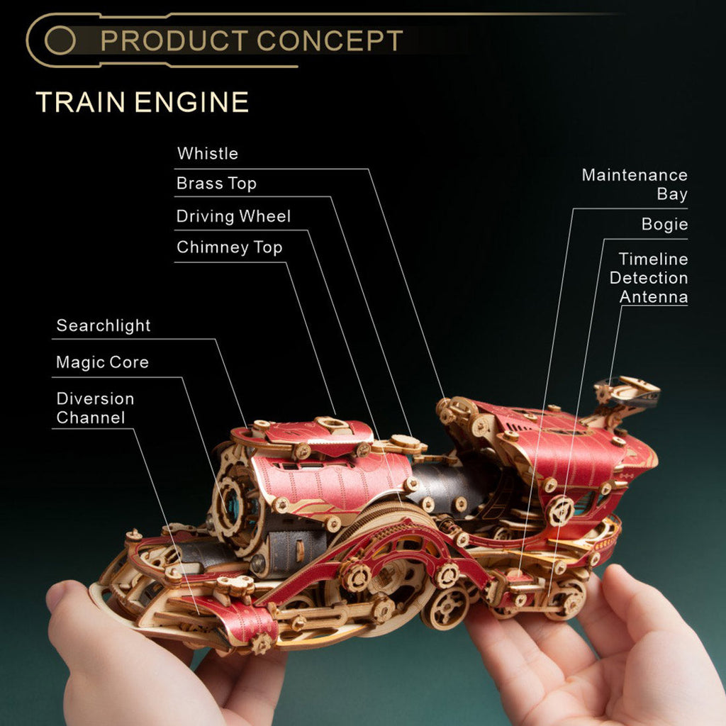 3D Wooden Steampunk Victorian Steam Train Model Building Kit 800+PCS with Led Light
