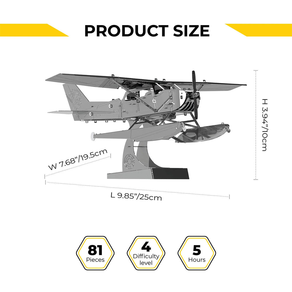 Breeze Drifter Cessna Seaplane Mechanical 3D Metal Aircraft Kit for Aviation Lovers 81PCS
