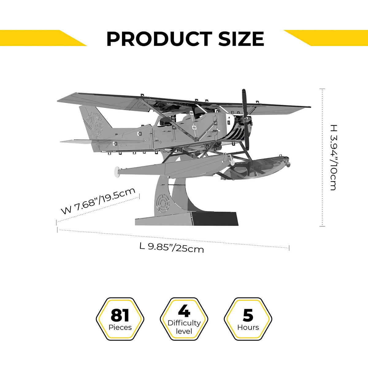 Breeze Drifter Cessna Seaplane Mechanical 3D Metal Aircraft Kit for Aviation Lovers 81PCS