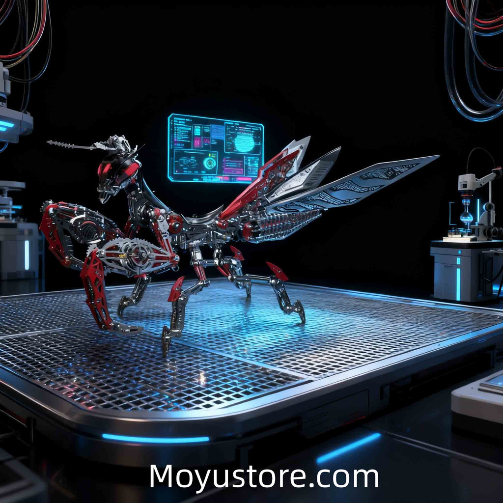 Build Your Own Cyber Mantis – 1000+PCS 3D Metal Mechanical Model (Black & Red)