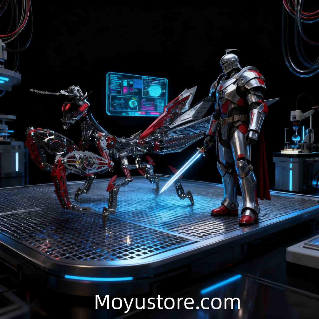 Build Your Own Cyber Mantis – 1000+PCS 3D Metal Mechanical Model (Black & Red)