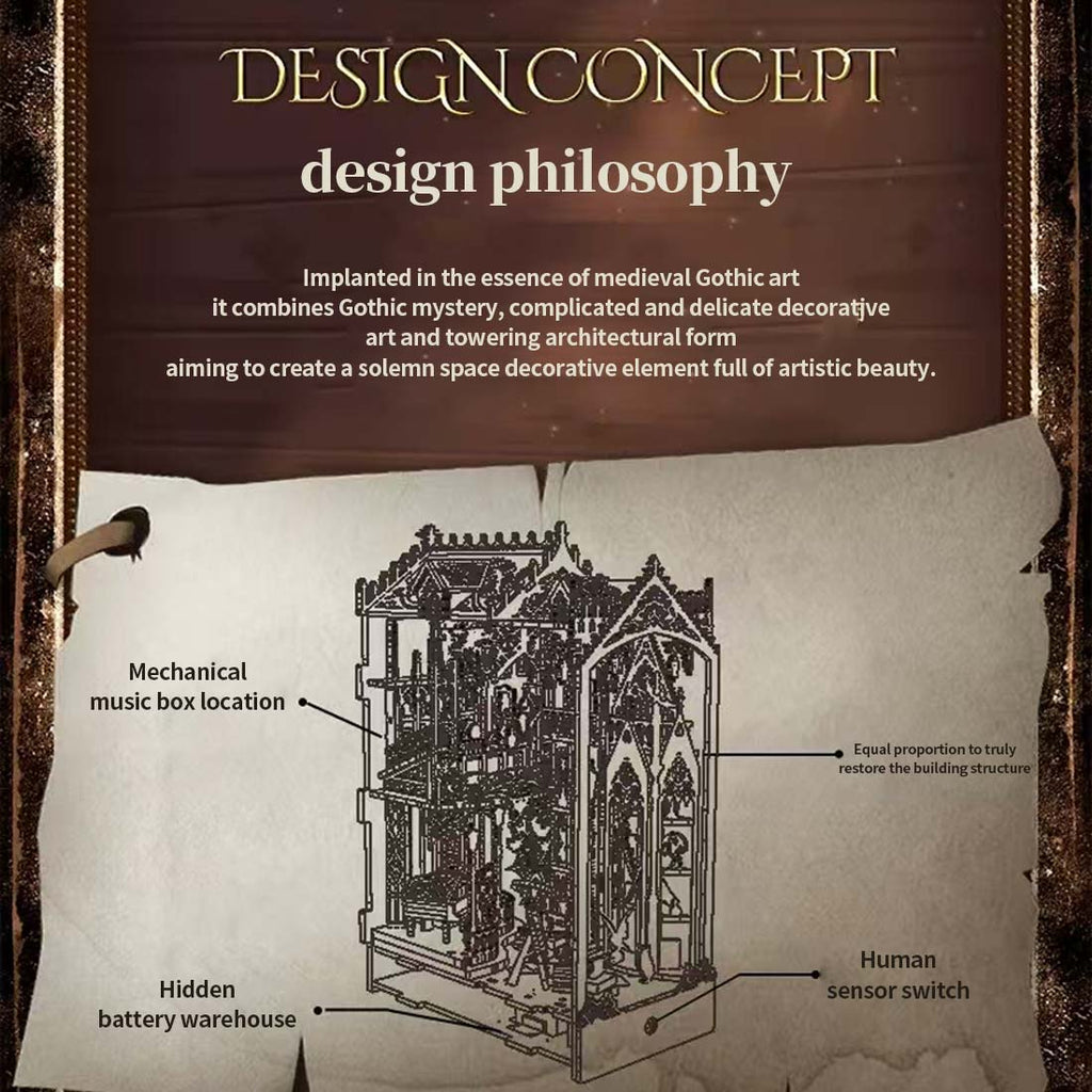 gothic-william-castle - Gothic William Castle DIY Book Nook with LED Light Music Box