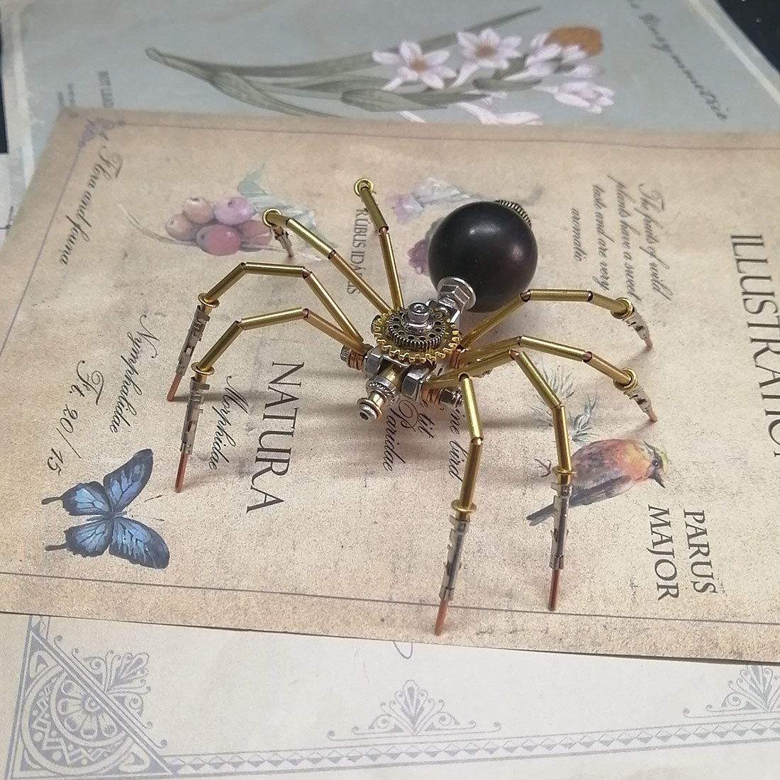 steampunk-miniature-brass - Steampunk Miniature Brass Spider 3D Metal Puzzle for Kids
