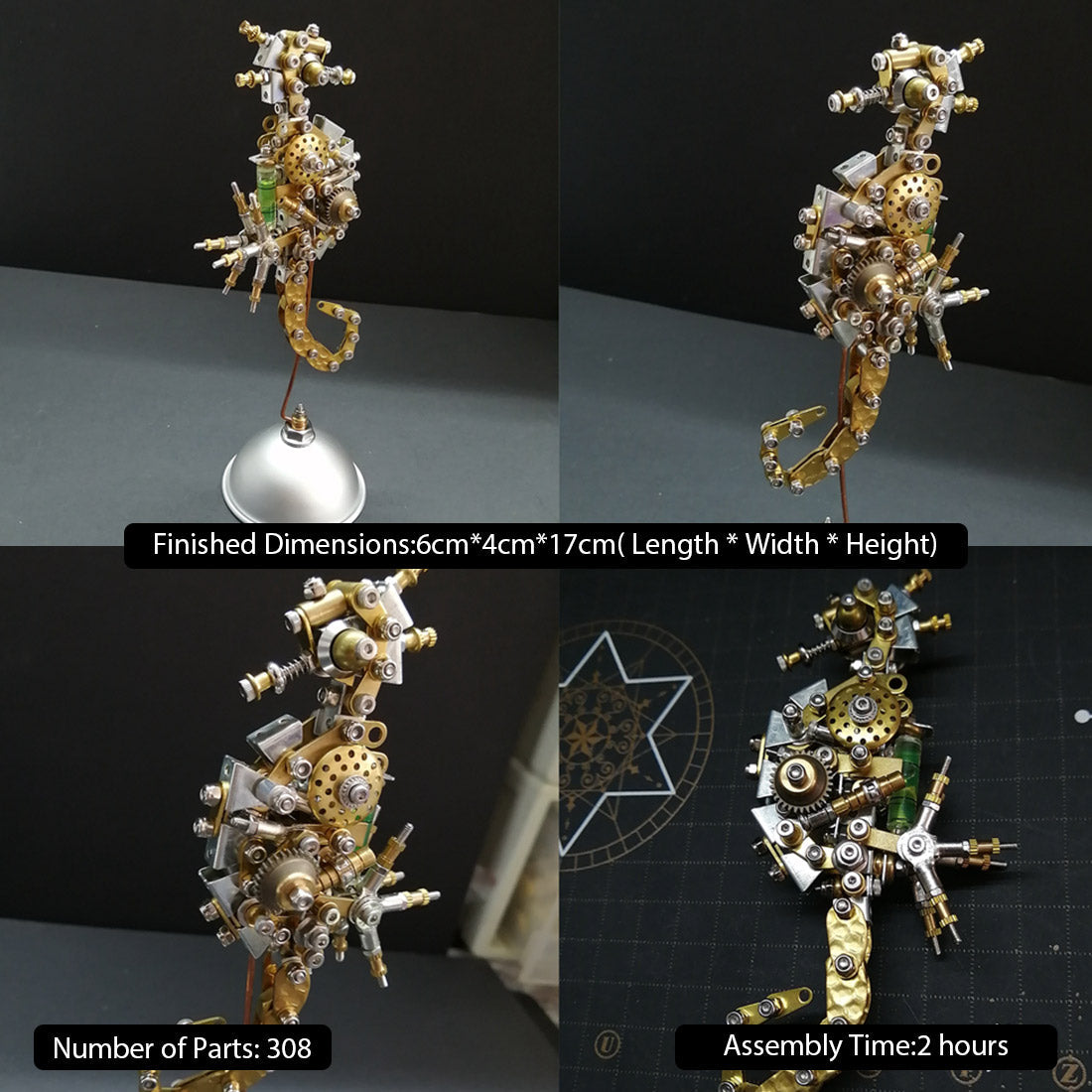 3d-diy-steampunk - 3D DIY Steampunk Miniature Seahorse Metal Model Building Kit
